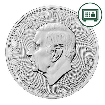 A picture of a Pièce d’argent Britannia de 1 oz à l’effigie du roi Charles (2023) - Stockage sécurisé